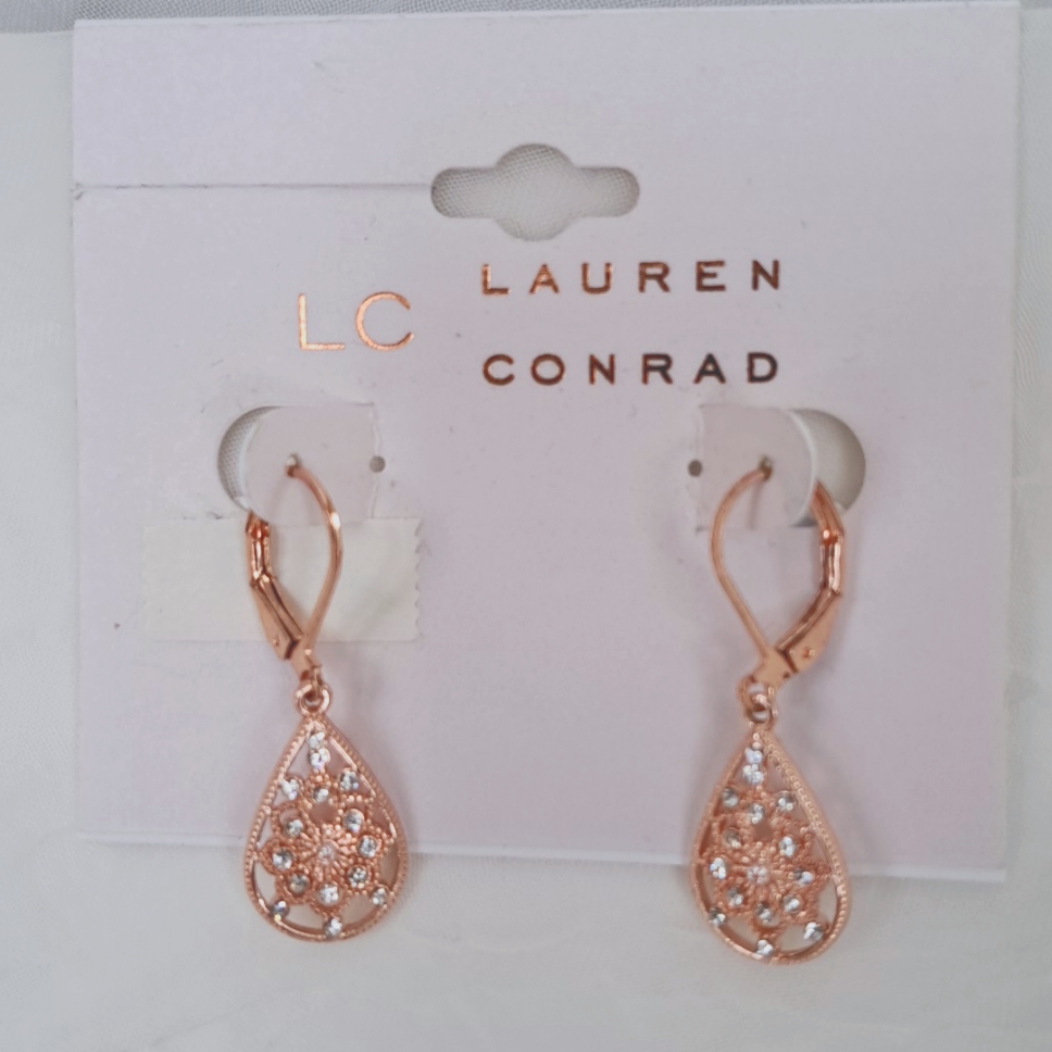 2 For 20 Nwt Leverback Teardrop Earrings Rose GoldCrystal - Lc 12$